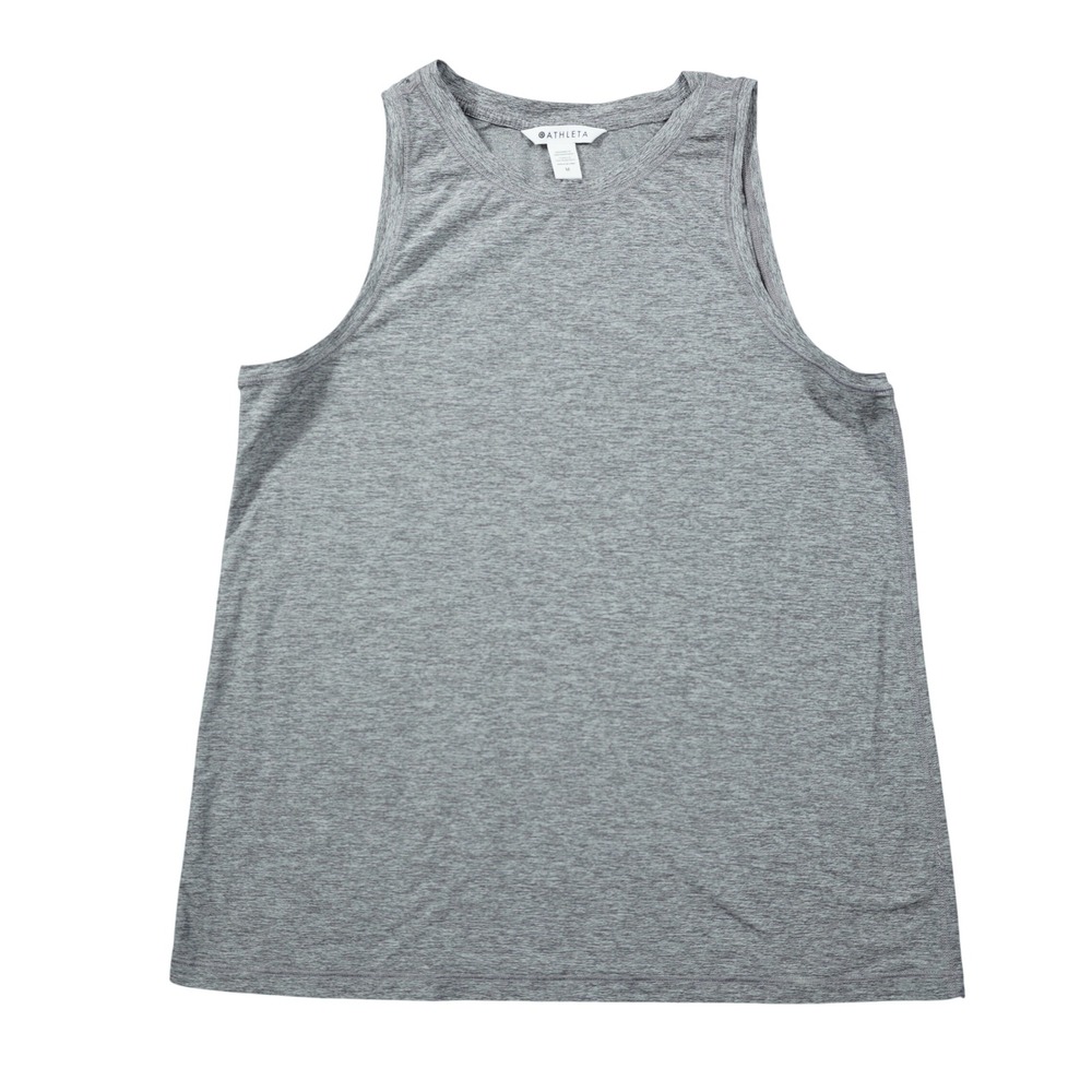 Athleta Women's Medium Gray Space Dye High Neck Relaxed Fit Activewear Tank Top